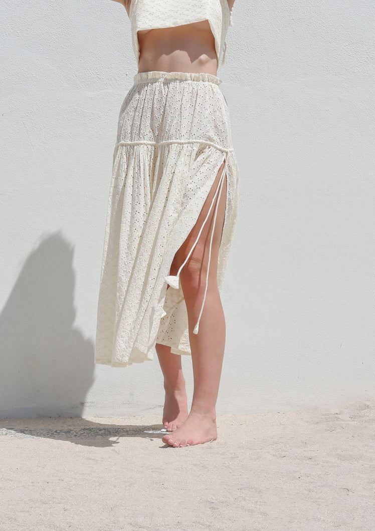 Arose Cotton Embroidery Skirt
